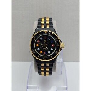 Vintage Pussers The Admiral 28mm Nautical Flag Quartz Watch New Battery Two Tone